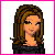 Animated contact sheet of a pixel art character with brown hair, black top, blue jeans, and white handbag across multiple frames showing pose variations and text changes.