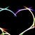 Animated heart outline composed of multicolored neon lines on black background, with visible motion blur effects.
