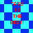 Red pixelated text 'TABS IS THE BEST!' appears on a blue and cyan checkered background with diamond-shaped patterns.