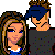 Pixelated character with long brown hair and blue eyes appears in multiple alongside text blocks displaying '2getha 4ever!' and 'M-D' on red or black backgrounds
