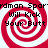 Four identical red and white spiral patterns arranged in a with black text reading "Spardman Will Kick Your Butt" overlaid on each spiral