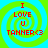 Four identical pixelated display red text 'I LOVE U TANNER :3' over a green and cyan spiral background with no visible animation changes