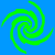 A contact sheet of five animated frames showing a green spiral swirl on blue background with gray transparency area.