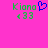 Pixelated green text 'Kiona' with blue heart symbol and green '33' on bright pink background, two identical static frames side-by-side.