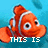 A 4-frame contact sheet of a pixelated clownfish character with text overlays across three frames, set against a blue underwater background with blurred fish shapes.