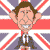 Pixelated cartoon figures in formal attire against a Union Jack–style background, with one figure holding a cane.
