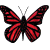 Pixelated butterfly icons in red, yellow, green, teal, blue, purple, and magenta arranged in a with one empty