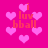 Pixelated pink background with scattered light pink hearts and orange text reading 'i luv bball' in multiple positions.