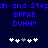 Pixelated blue text on dark blue background with white and gray star-like symbols below, showing repeated text and symbol variations.