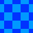 Blue and light blue pixelated checkered pattern with diamond-shaped elements in the lower section.