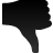 Black wireframe hand icon with thumb extended downward, set against a light gray background.