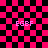 A pink and black checkered background with four instances of the text 'EGBF' in light purple, two showing a distortion effect