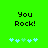 Green background displays 'You Rock!' text with two of five pixelated icons, each showing a different animation sequence of light blue and green symbols