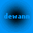 Four identical blue circular icons with dark center gradients, each displaying the text 'dewann' in light blue pixelated font.