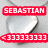 Silver heart-shaped locket pendant on a silver chain with red text overlays reading SEBASTIAN, 33333333, and 4 ever.