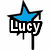 Blue star with black outline and dripping effect above white text on black pole, arranged in two of three