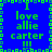 Blue background with green pixelated text reading 'I love allie carter' and three horizontal lines, bordered by a green patterned frame.