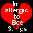 Red broken heart with white text reading "Im allergic to Bee Stings" on black background.