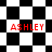 A black-and-white checkered pattern with red text 'ASHLEY' repeated four times across the image.