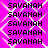 A static image with a bright pink background featuring repeated white diamond-shaped patterns and multiple of black pixelated text reading "SAVANAH"