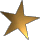 Five golden stars with gradient shading on a gray background, each star has five points and appears static.