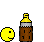 Yellow pixelated face with brown cylindrical object, showing sequential eating animation and multiple expressions including closed eyes, open mouth, red tongue, and text "*GULP*".