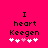 Pixelated text and heart symbols on a bright pink background with two animation frames showing different heart positions.
