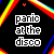 identical black square icons with white text 'panic at the disco' and red, green, blue geometric borders showing subtle color shifts across frames
