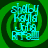Four identical circular icons with green and black spiral backgrounds, each containing cyan text reading "shelly kauls jira" and a small cyan rectangular shape below the text.
