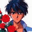 A pixelated contact sheet showing two frames of an animated AIM buddy icon featuring a character holding red roses and text reading "Anime IM" on black background.
