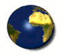 Animated contact sheet of a rotating Earth globe with blue oceans, green/brown landmasses, and white light reflection on water surface across 25 sampled frames arranged in 5x5 grid.