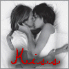 identical black-and-white kissing couple images with red 'Kiss' text below each, some frames showing color variations in the text