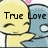 A pixelated icon shows two cartoon figures with text reading 'True Love' above them, one yellow and one blue.