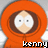 Pixelated orange-hooded character with brown hair and white eyes, labeled 'kenny' in white text on black background, displayed in