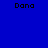 Blue background with multiple instances of the word 'Dana' in black pixelated text arranged across six positions.