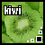 A pixelated green fruit slice with 'Hiwi' text and changing square patterns in the corner.