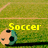 Pixelated soccer ball on grass background with yellow text 'Soccer' and 'Chick' above it, showing animation change in text.