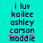 Pixelated text list on cyan background with pink star symbols above 'maddie' in two identical frames.