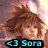 Four anime-style character portraits arranged in a , each with a colored text label below