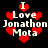 Pixelated red hearts surround white text reading "I Love Jonathon Mota" on a black background, with two identical arrangements stacked vertically.