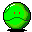 Green pixelated sphere with red eyes and downturned mouth, displayed in six variations showing different base shapes.