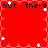 Red background with repeated black text "but there" and scattered white star shapes in a pattern