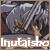 Two side-by-side pixelated anime-style character portraits with text labels below each, set against a brown border.