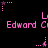 Pixelated pink text 'Edward Ci' repeats across a black background with pink star and dot animations.