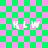 Green and pink checkered background with four white 'KLW' text instances, two of which are overlaid by semi-transparent overlays