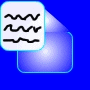 Four blue rectangular frames with rounded corners on a solid blue background, each containing distinct wavy line patterns in black.
