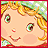 Pixelated cartoon-style icon of a smiling character with blonde hair and green eyes, set against a blurred background with red border.