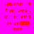 Red pixelated text on bright pink background reads "Allison is the best girlfriend ever!!!!!!" with six exclamation marks below, repeated in two identical vertical sections.