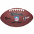 Brown football with visible NFL logo and partial text on white background, adjacent to red displaying 'Depere' and 'Redbird Football' in pixelated font