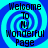 Four identical display a blue and cyan spiral background with black text reading "Welcome To My Wonderful Page" in a pixelated font